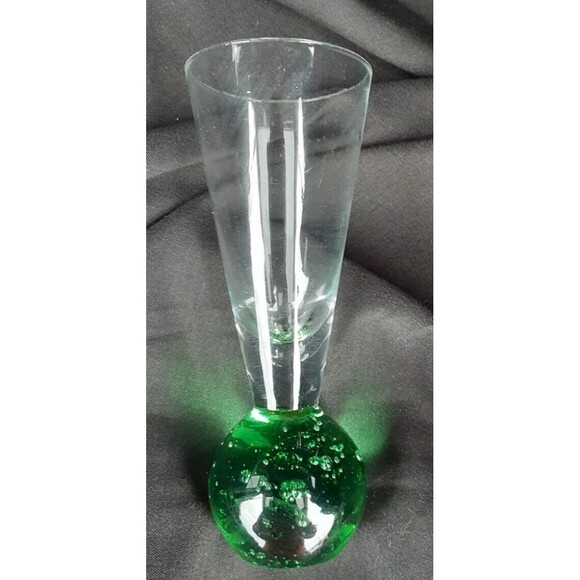 Vtg Set of 4 CORDIALS Liqueur SHOT Glasses Air Bubble Colored Ball Bottom Bases - Picture 5 of 8